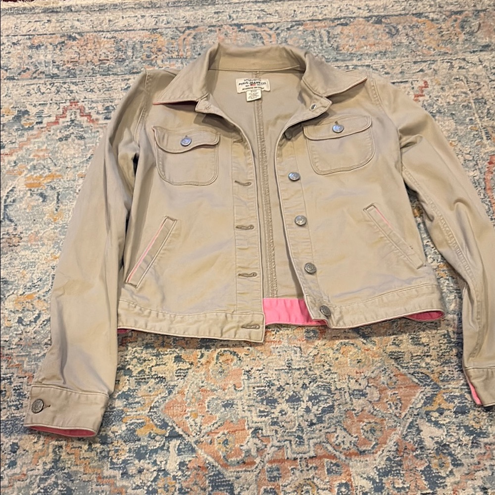 Stylish Tan Jacket with Pink Lining
